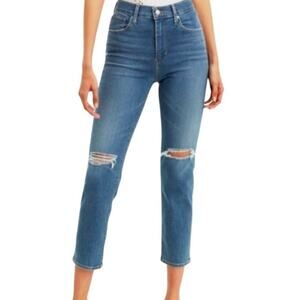 Levi's 29 724 high rise straight crop distressed stretch jeans J1 2745